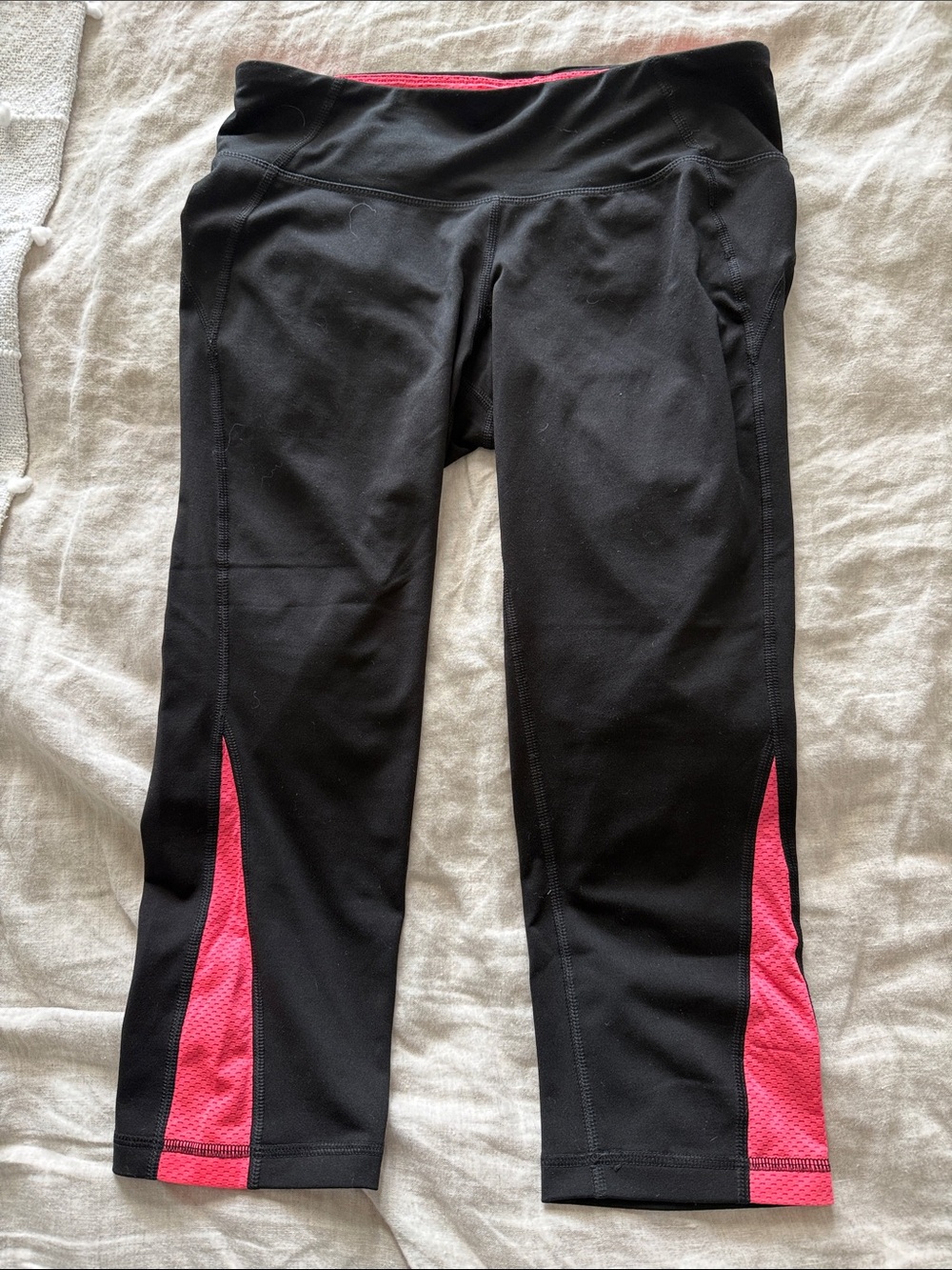 Women’s Black Capri Leggings with Pink Accent